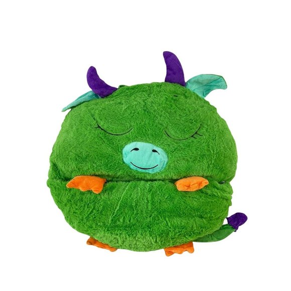 Happy Nap Kids Sack Pillow Blanket Comfy Sleeping Bag Green Dragon New - Picture 4 of 6